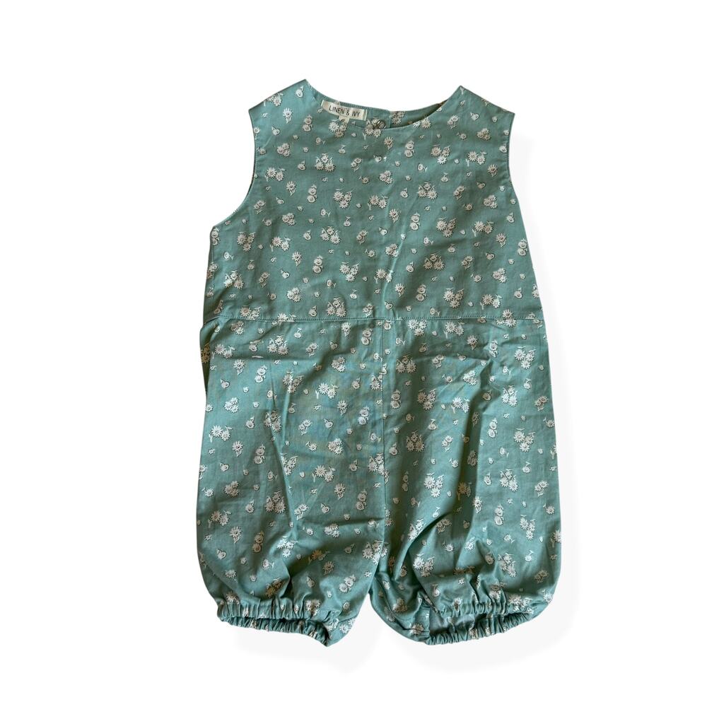 Linen & Ivy Sage Green Floral Bubble Romper Toddler Girls 4T